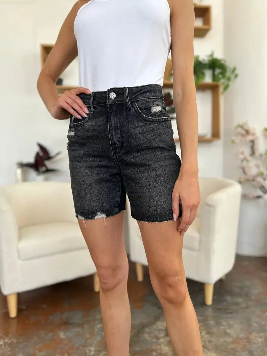 Judy Blue Full Size High Waist Rigid Magic Denim Shorts - Love Salve